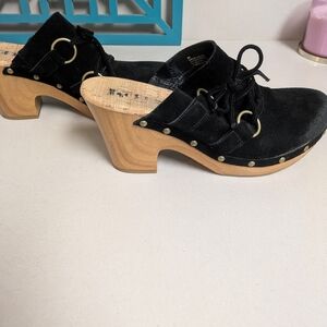 Black Suede Women's Clogs